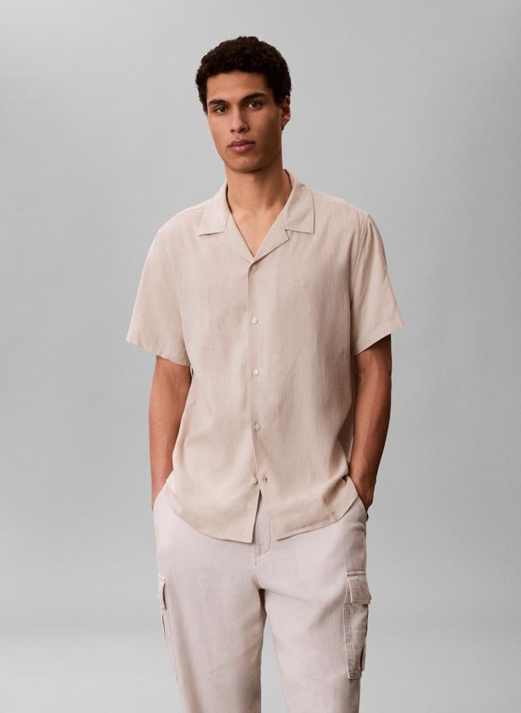 CALVIN KLEIN Linen Blend Short Sleeve Shirt - Image 1